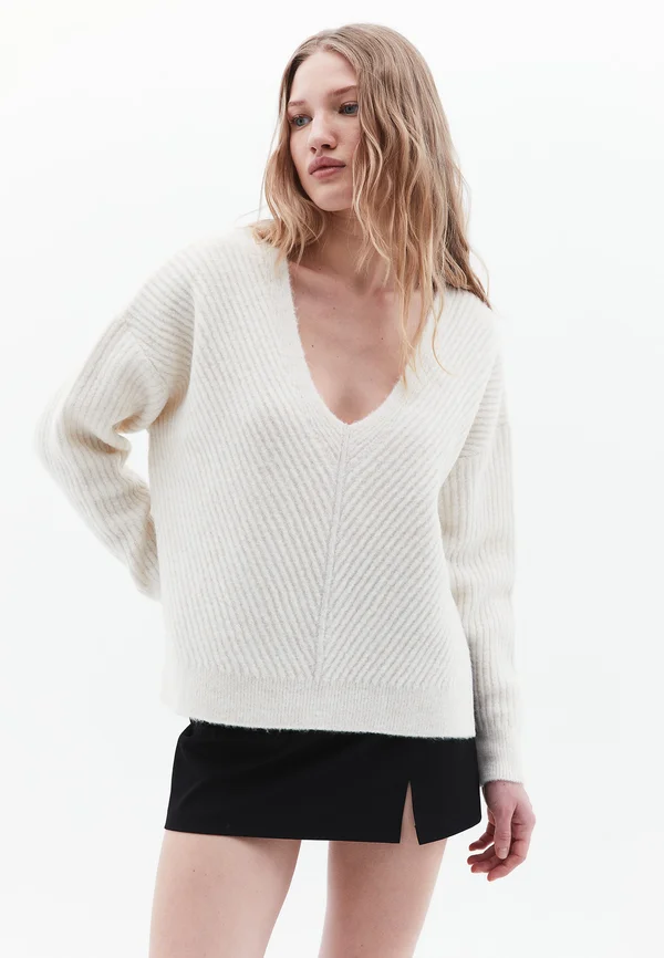 SOFT TOUCH V-NECK - Strickpullover - silver birch
