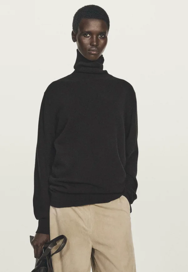 SOFT TURTLENECK WITH LONG SLEEVE - Strickpullover - black