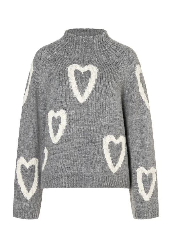 SOFTER HERZ-KUSCHEL - Strickpullover - warm grey melange