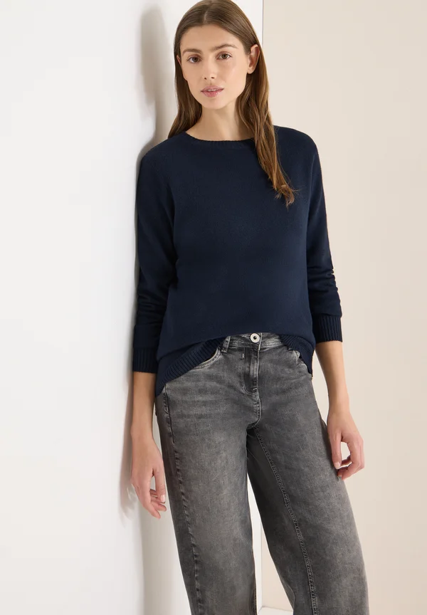 SOFTER PULLOVER IN UNIFARBE - Strickpullover - blau