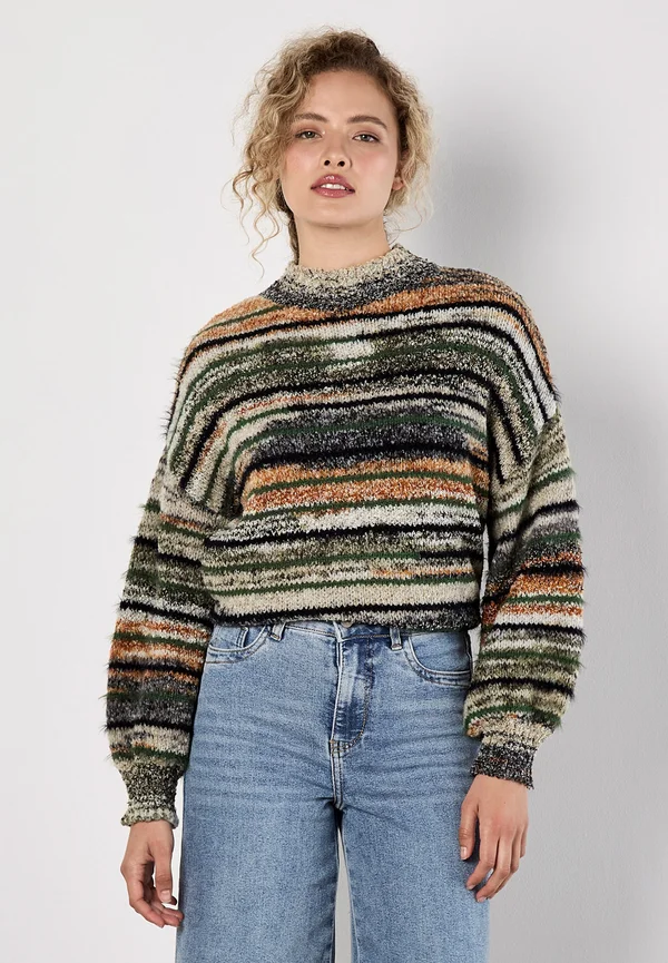 SPACE DYE STRIPE FLUFFY - Strickpullover - green