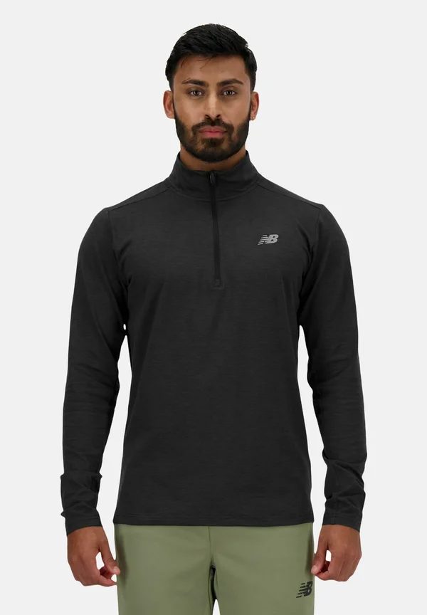 SPACE DYE ZIP - Langarmshirt - black