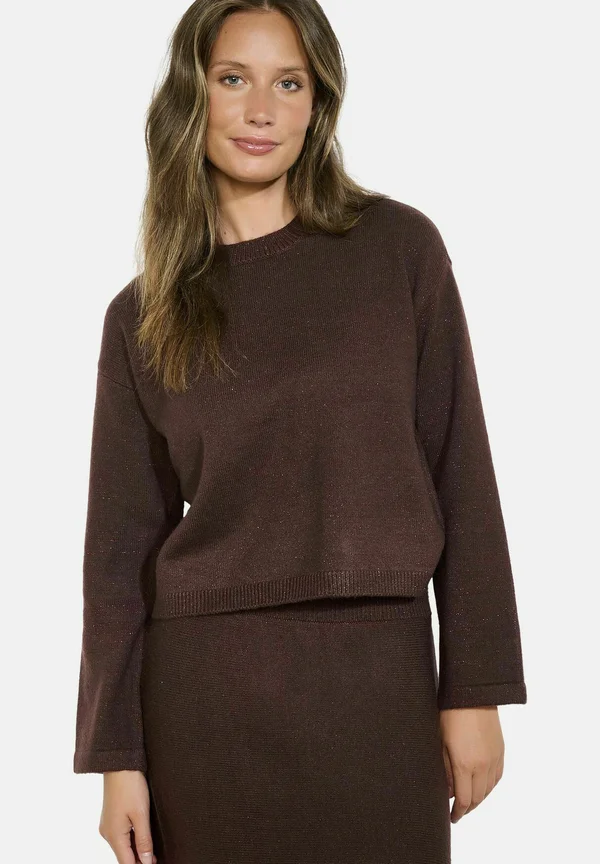 SPARKLY ROUND-NECK - Strickpullover - brown dark chocolate