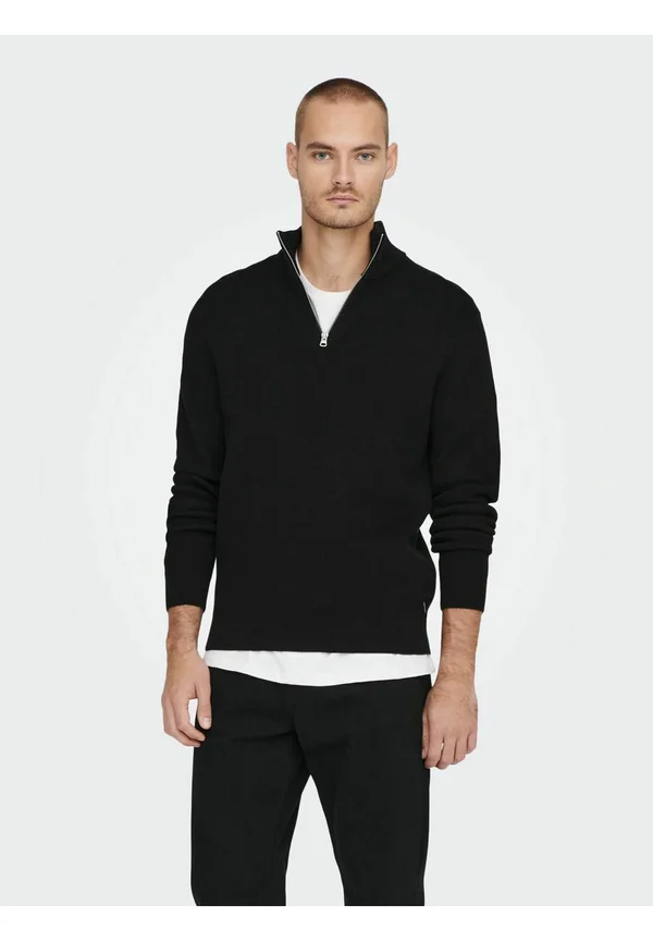 SPHIL HALF ZIP NOOS - Strickpullover - black