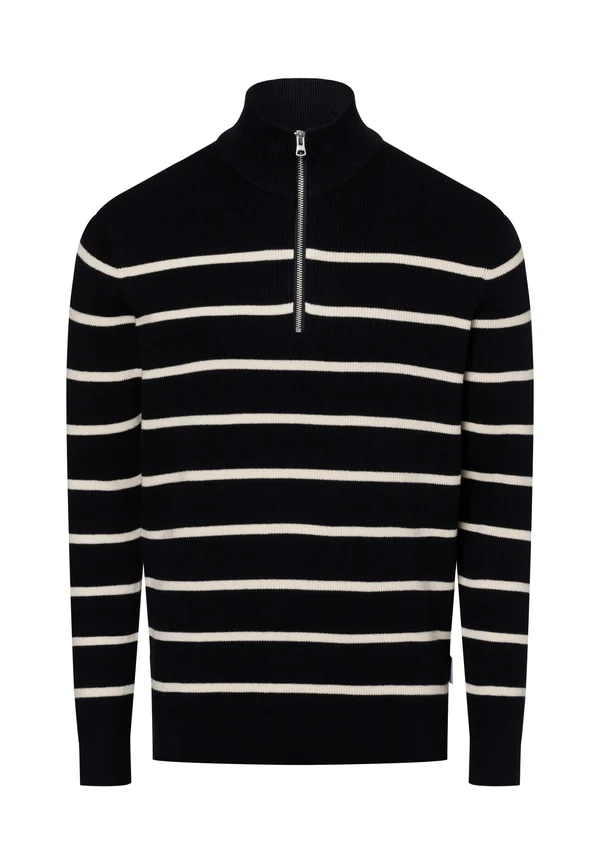 SPHIL HALF ZIP NOOS - Strickpullover - dark navy stripesant. white