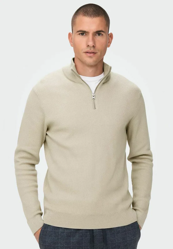 SPHIL HALF ZIP NOOS - Strickpullover - silver lining