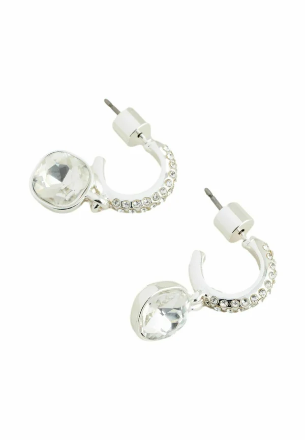 SQUARE DROP PAVÉ HOOP  - Ohrringe - silver tone