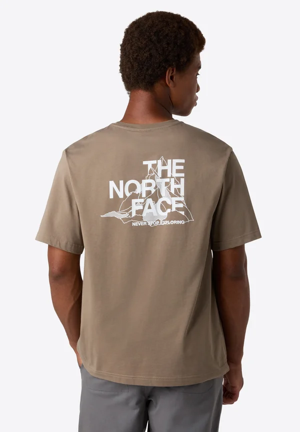 SS MOUNTAIN SKETCH - T-Shirt print - mocha brown tnf/white