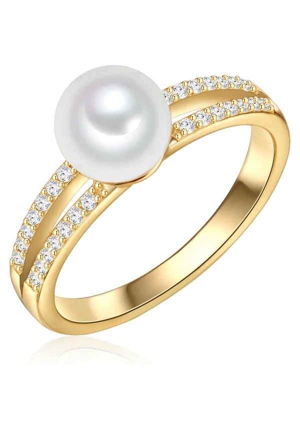 SÜSSWASSER ZUCHTPERLE ZIRKONIA - Ring - gold-coloured