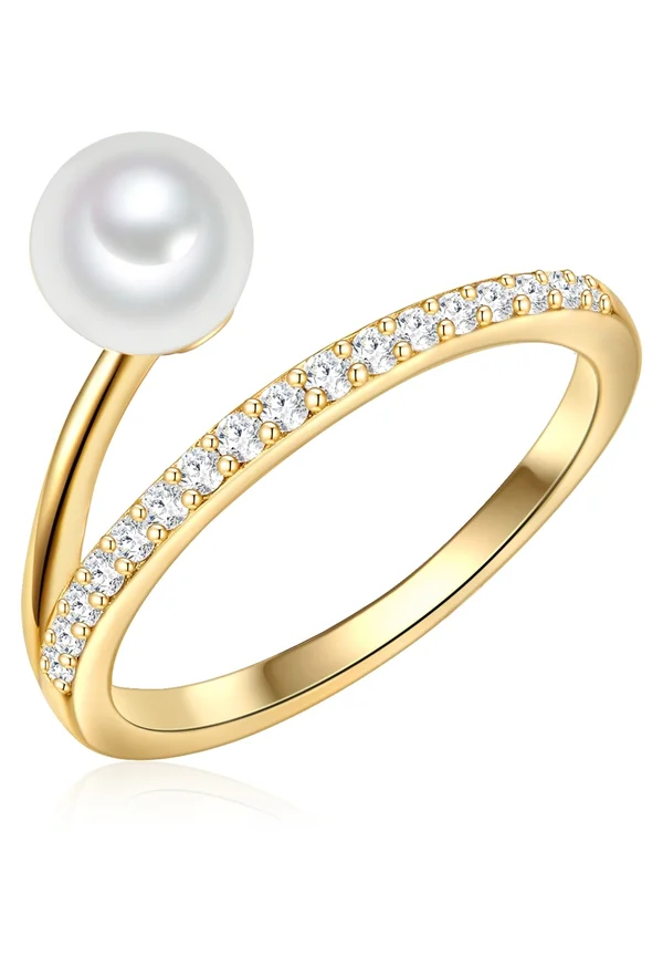 SÜSSWASSER ZUCHTPERLE ZIRKONIA - Ring - gold-coloured