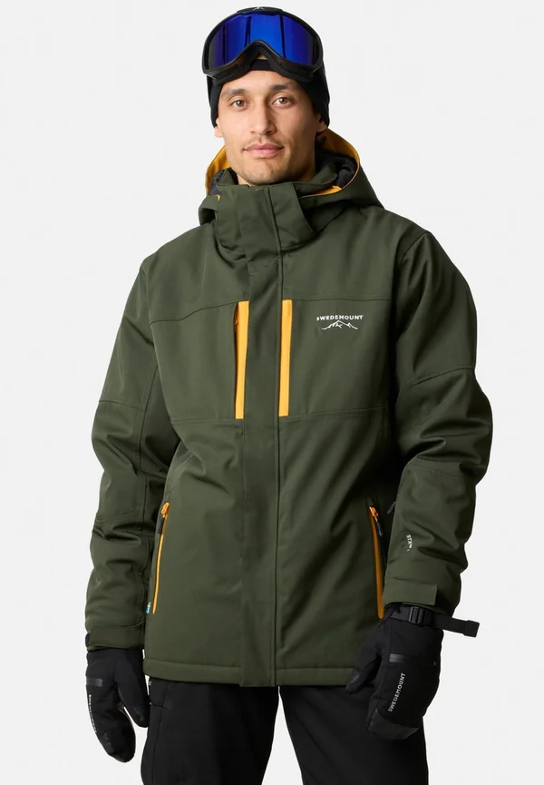 ST ANTON - Snowboardjacke - dk olive green mustard yellow