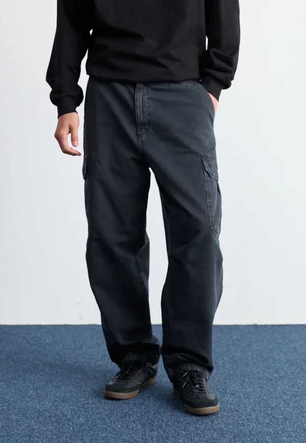 STANTON PANT - Cargohose - black stone dyed