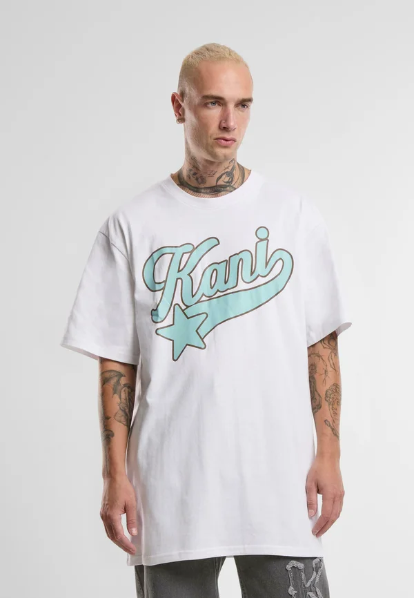 STAR LOGO TEE - T-Shirt print - white light blue