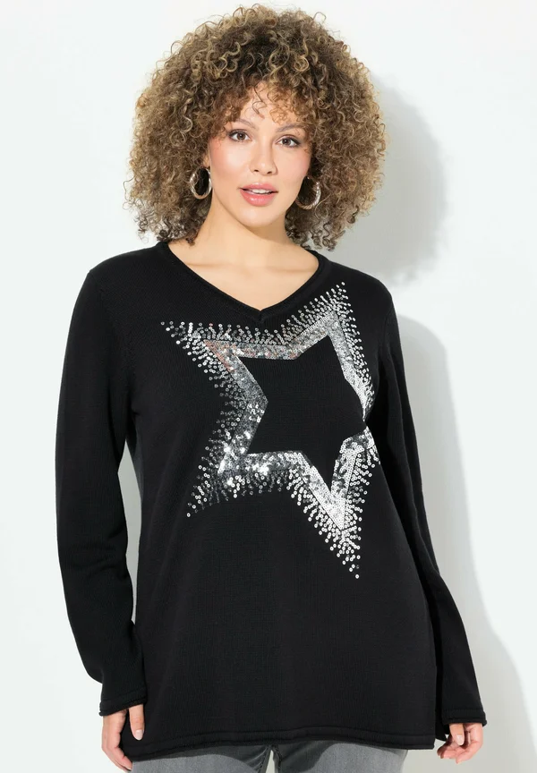 STAR ROLLED - Strickpullover - black