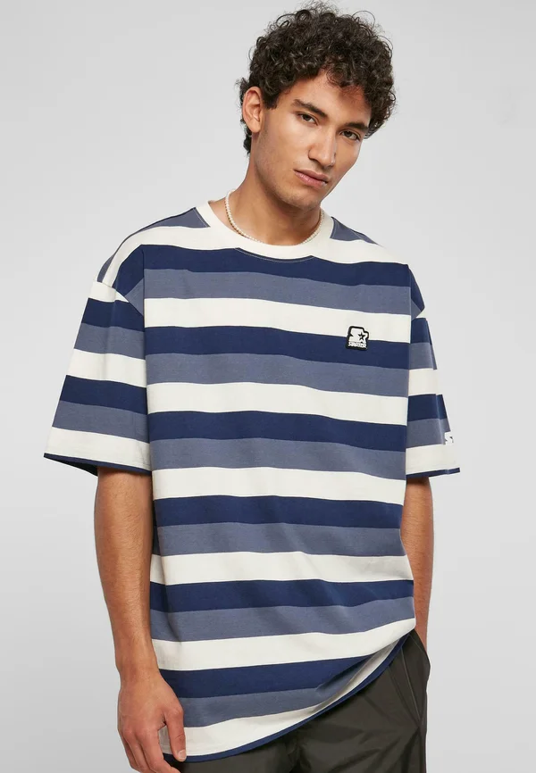 STARTER SUN STRIPES - T-Shirt print - darkblue vintageblue palewhite