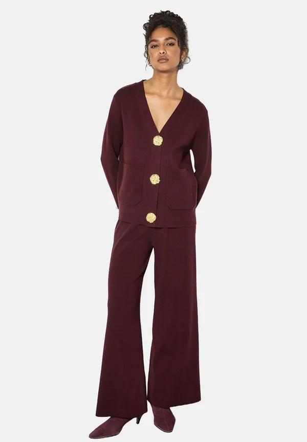 STATEMENT HAMMERED  - Strickjacke - burgundy