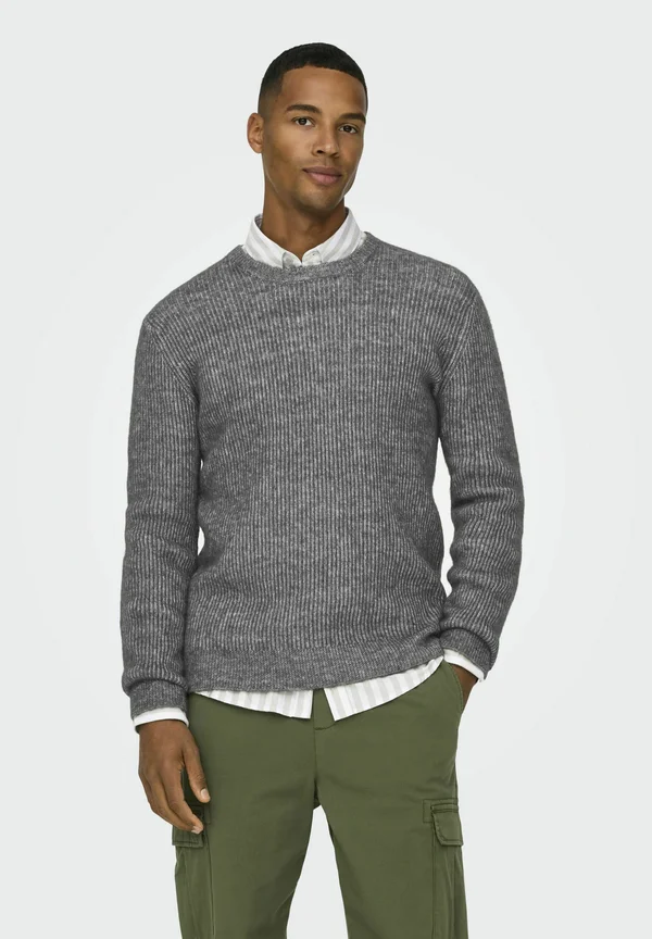 STEGAN - Strickpullover - medium grey melange