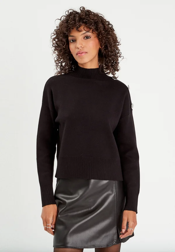 STEHKRAGEN KNÖPFE - Strickpullover - noir