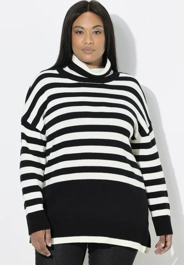 STEHKRAGEN, LANGARM - Strickpullover - black