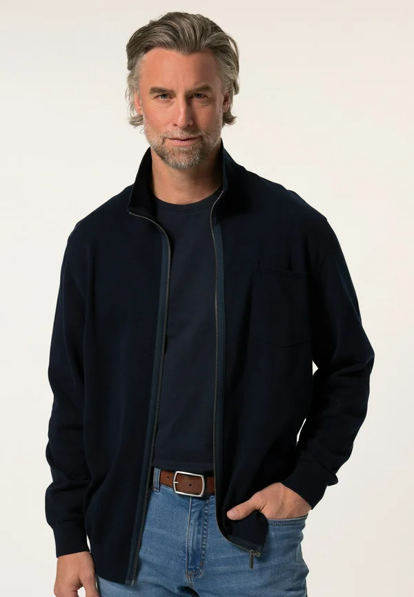 STEHKRAGEN ZIPPER - Strickjacke - navy blue