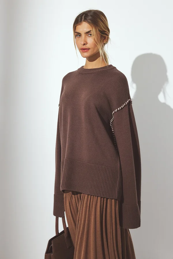 STITCH DETAILED - Strickpullover - brown