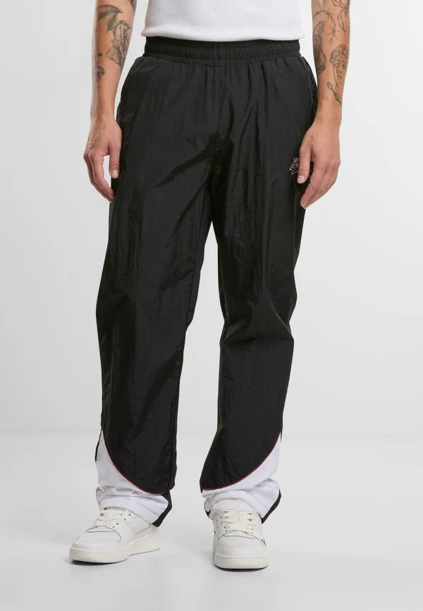 Stoffhose - black white darkred