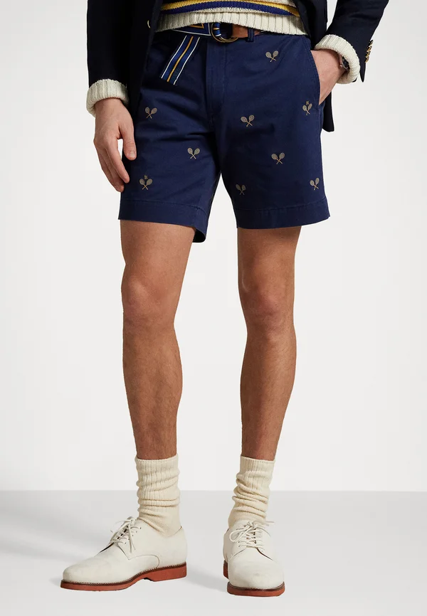 STRAIGHT EMBROIDERED CHINO SHORT - Shorts - newport navy
