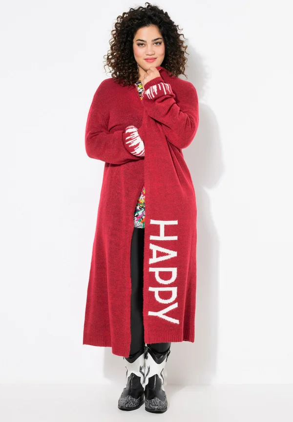 STRAIGHT FIT HAPPY-STATEMENTS - Strickjacke - brick red