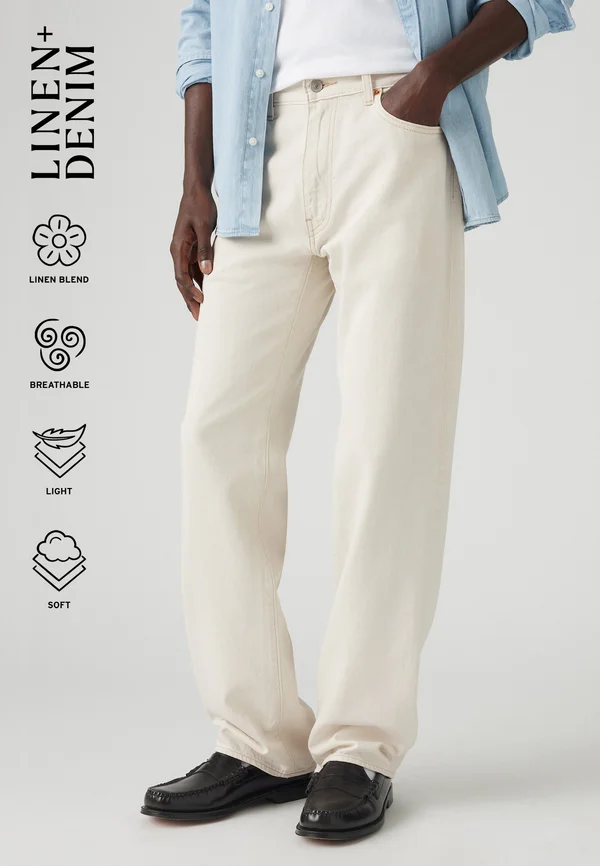 STRAIGHT  - Jeans Straight Leg - ecru fusion ltwt linen+ denim
