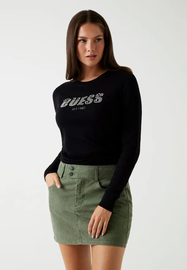 STRASS-FRONTLOGO - Strickpullover - schwarz