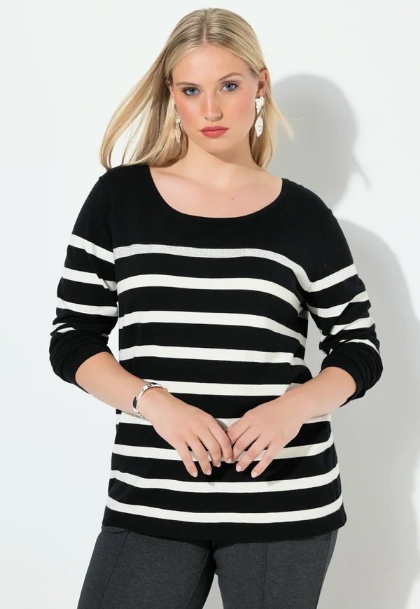 STREIFEN LANGARM  - Strickpullover - black