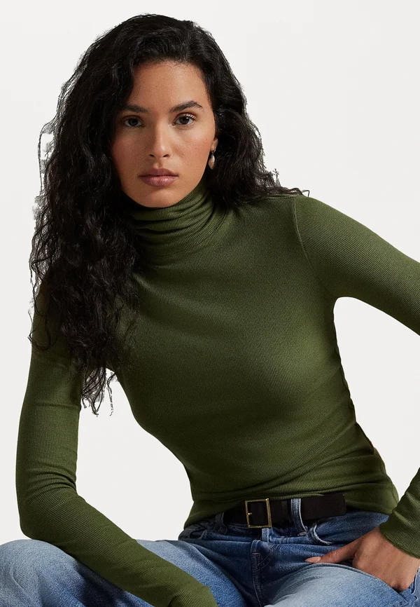 STRETCH BLEND TURTLENECK - Strickpullover - olive