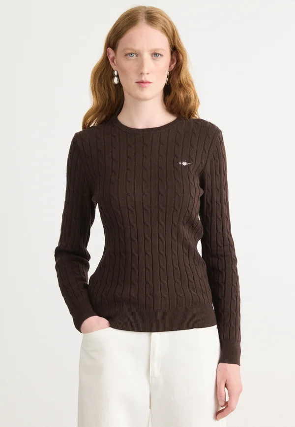 STRETCH C NECK - Strickpullover - deep brown