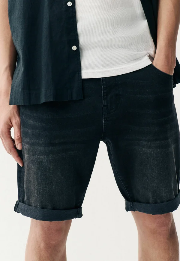 STRETCH - Jeans Shorts - black