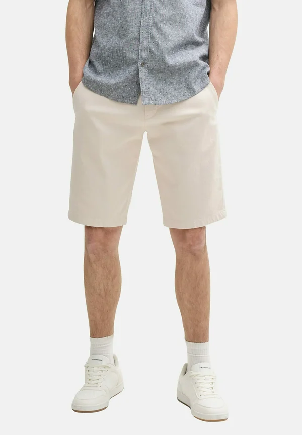 STRETCH MIT GÜRTEL - Shorts - white beige zig zag structure