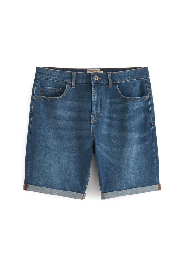 STRETCH STRAIGHT FIT - Jeans Shorts - mid blue