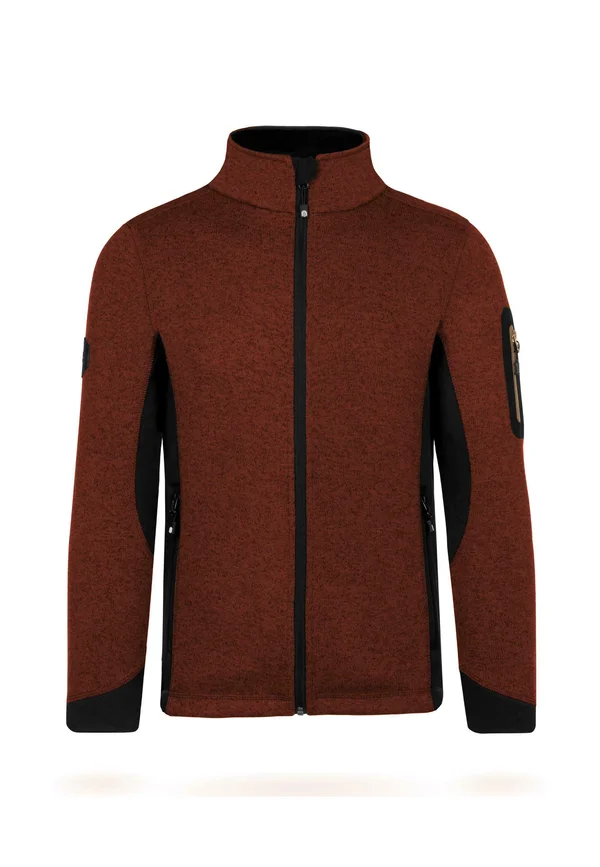 Strick-Fleecejacke Strickjacke Arbeitsjacke Cardigan mit Stehkragen 
 - Fleecejacke - rot