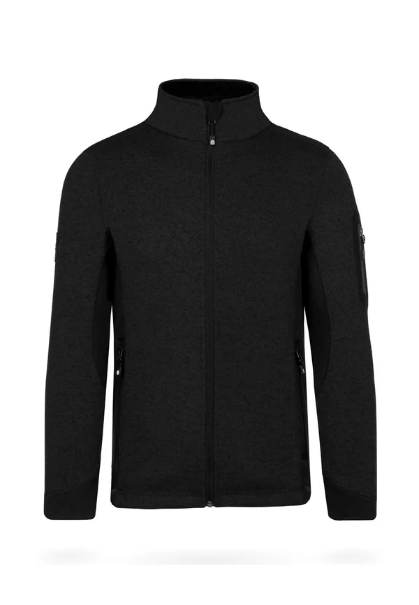 Strick-Fleecejacke Strickjacke Arbeitsjacke Cardigan mit Stehkragen 
 - Fleecejacke - schwarz