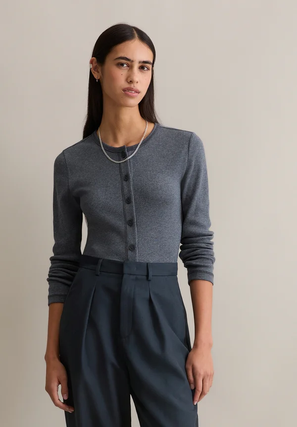 Strickjacke - asphalt melange