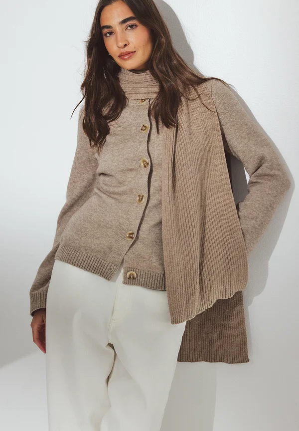 Strickjacke - beige melange
