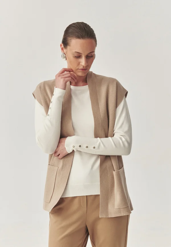 Strickjacke - beige melange