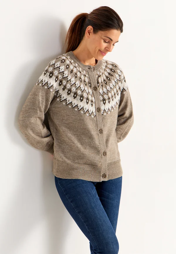 Strickjacke - beige patterned