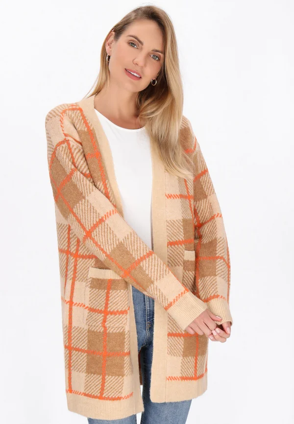 Strickjacke - beige/light camel/orange