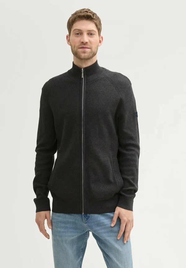 Strickjacke - black grey melange