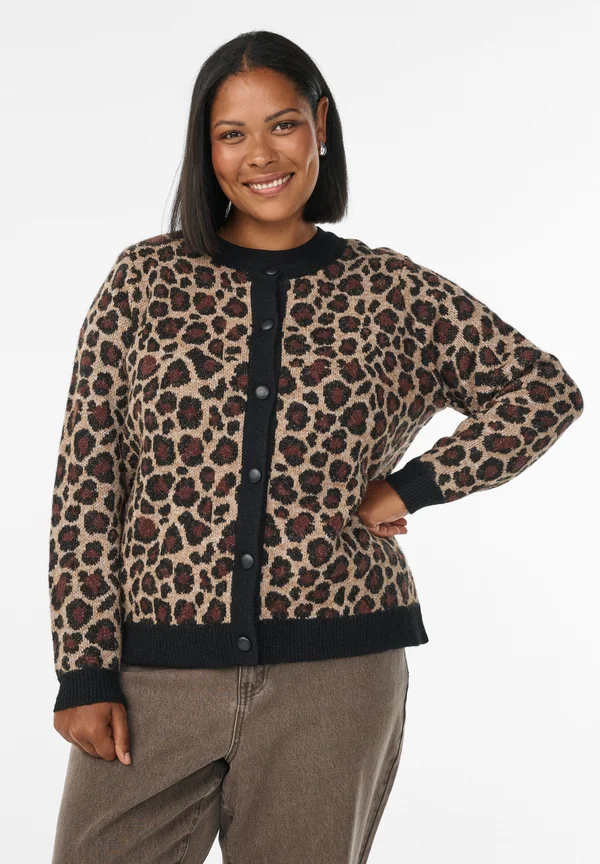 Strickjacke - black leopard comb