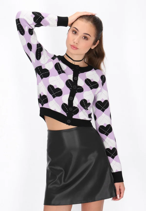 Strickjacke - black lilac