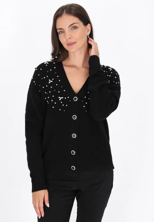 Strickjacke - black melange