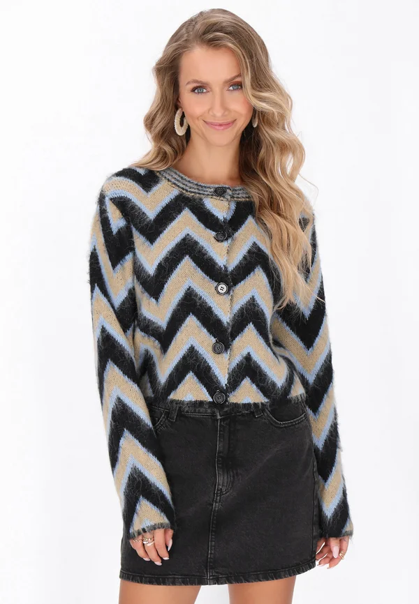 Strickjacke - black multicolor