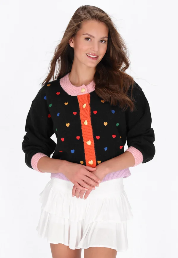 Strickjacke - black multicolor