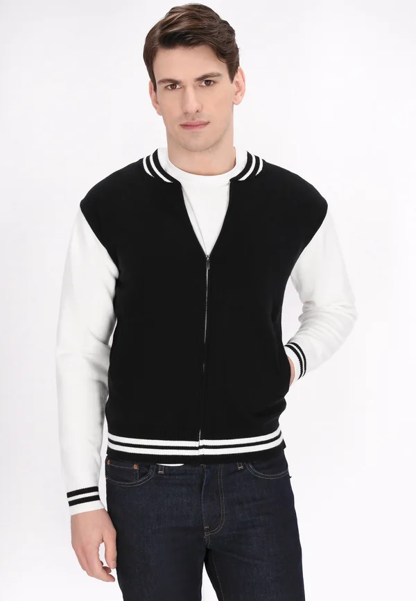 Strickjacke - black offwhite